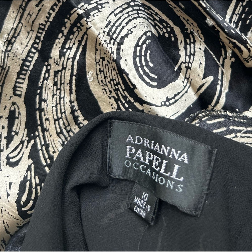 Adrianna Papell  silk  dress occasion black beige pattern print floral gown - Picture 10 of 13